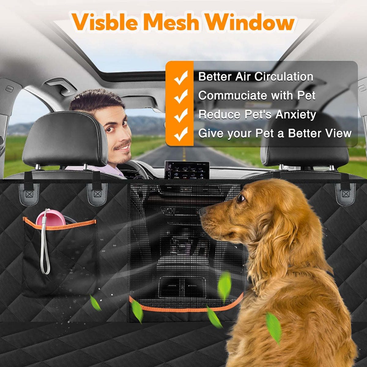 Dog Car Seat Cover for Back Seat, Waterproof Hammock for Car&Suv