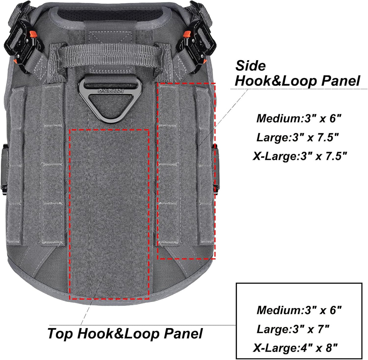 Tactical Dog Harness for Medium Dogs,Full Metal Buckles Dog Vest