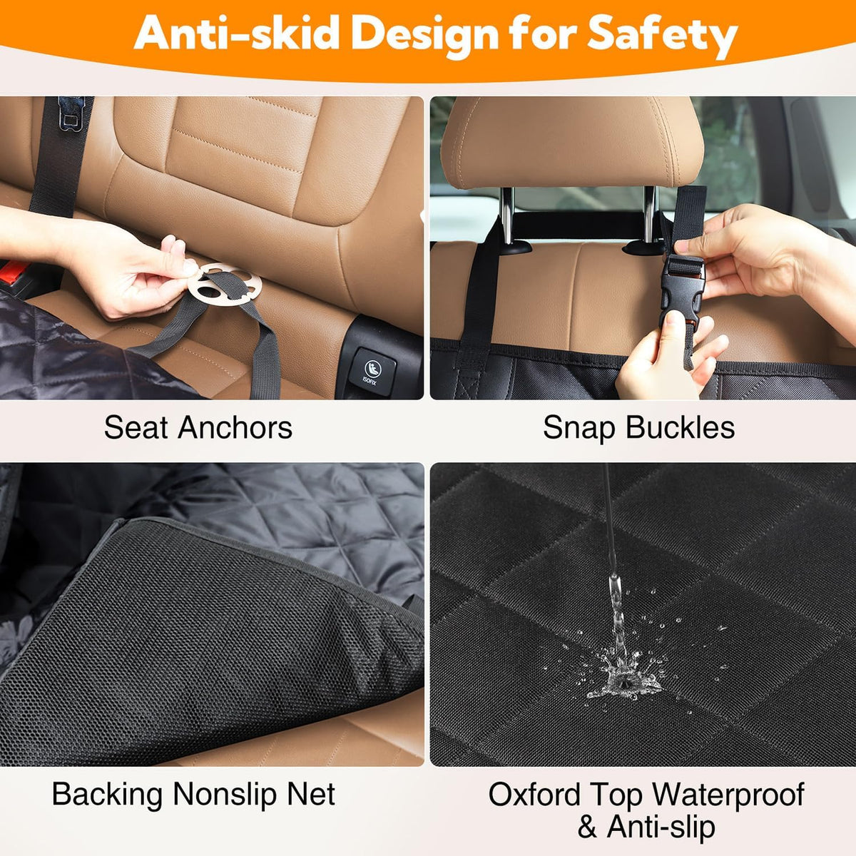 Dog Car Seat Cover for Back Seat, Waterproof Hammock for Car&Suv
